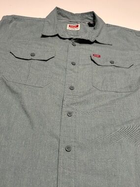 Mens Blue Wrangler Short Sleeve Button Down Shirt Size XL